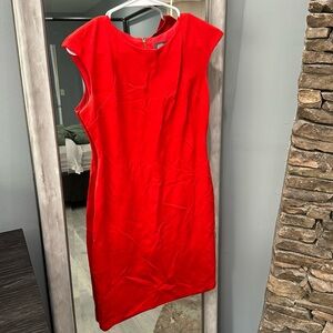 Vince Camuto orange cap sleeve work dress with gold detailing size 4